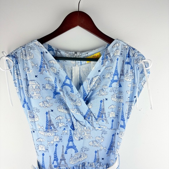 Bernie Dexter Blue Paris Poodle Dress French Pinup Style Rare Vintage Small EUC - Picture 2 of 11